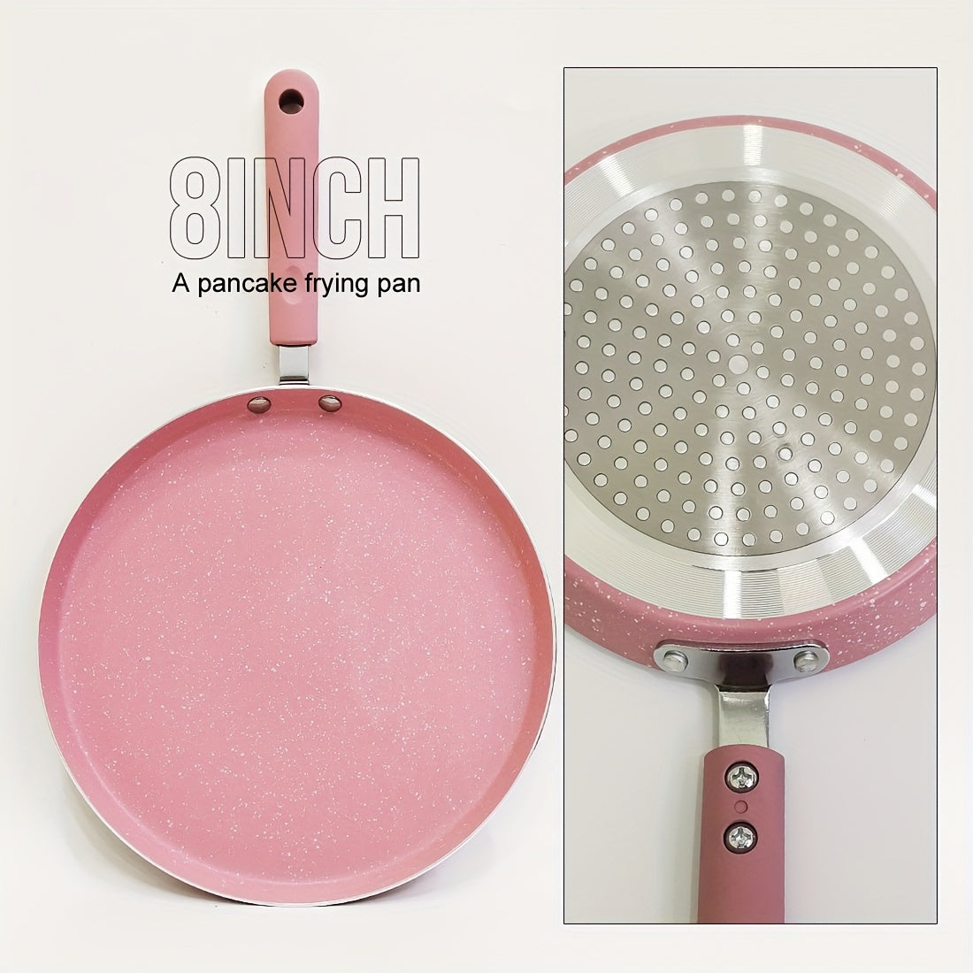 Set of 4 pink mini pots and cooking utensils for 1 person, including a flat bottom pot, egg frying pan, silicone spatula, soup pot, and milk pot. Perfect for a pink-themed restaurant, with additional pancake and crepe pans included.