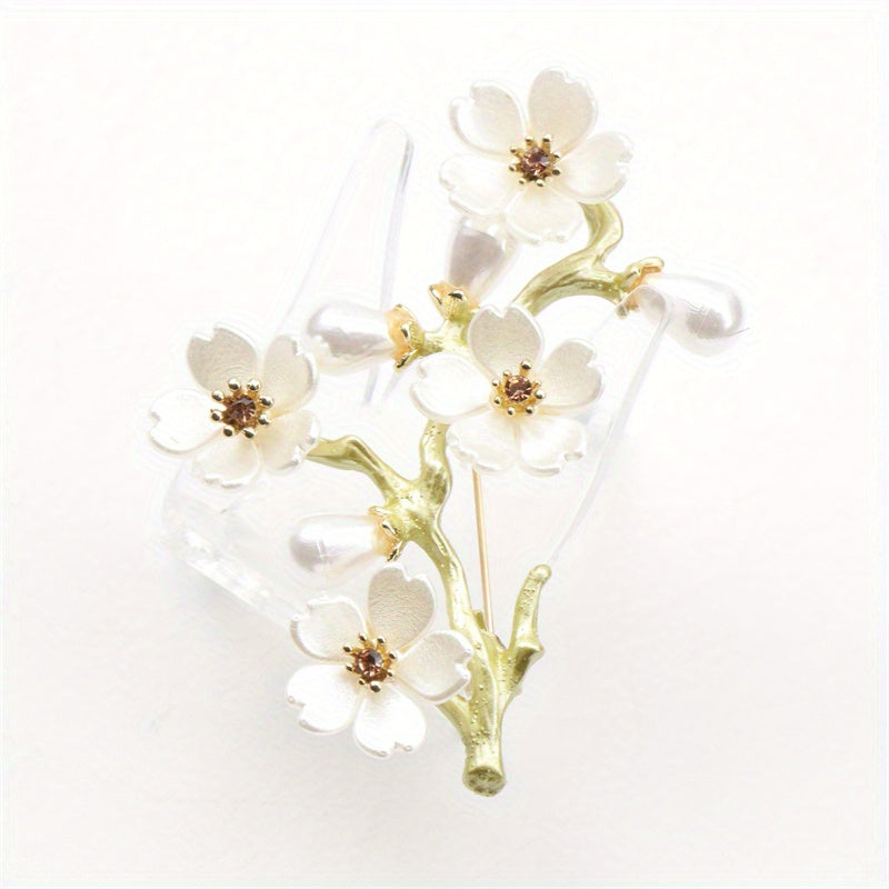 Enamel Floral Branch Brooch, Elegant Charm Pin in Alloy Material - Ideal Gift for Friends on Special Occasions