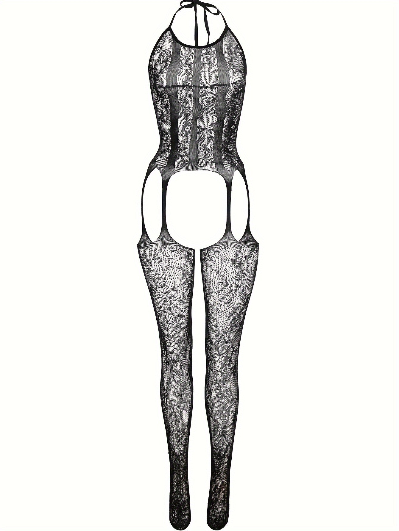 1pc sexy lingerie bodystocking for music festival with open crotch, hollow out design and see through cover-up, perfect for beachwear, swimwear, and as a swimsuit alternative.