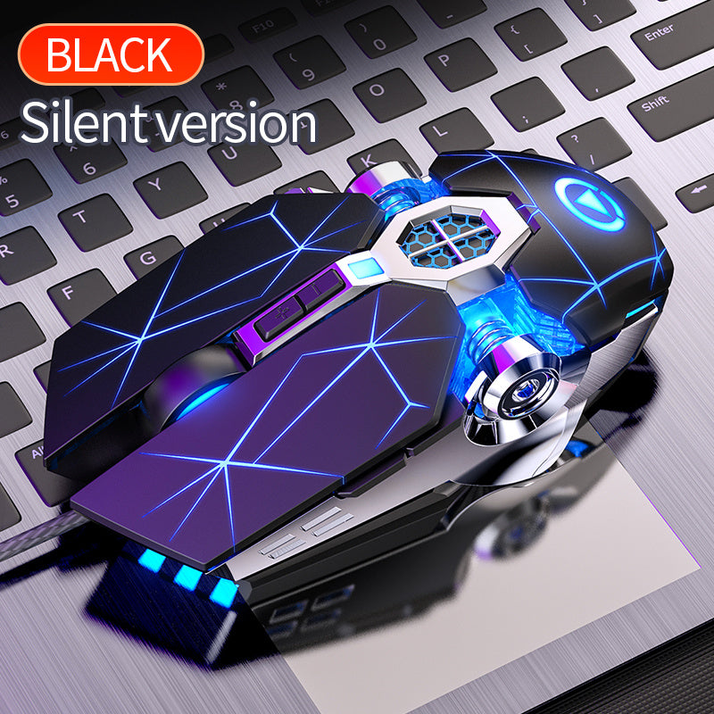 Quiet and sleek gaming mouse with programmable macros and LED breathing lights - ideal for PC and laptop gamers!