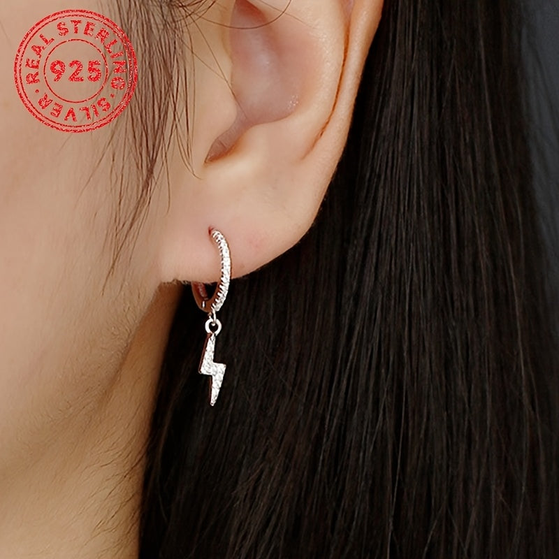 Get edgy with these 925 Sterling Silver Punk Glitter Earrings featuring Lightning Bolt Synthetic Zirconia Pendants. These celestial-themed earrings are perfect for December birthdays and can be worn daily, during Ramadan, or at music festivals. They are