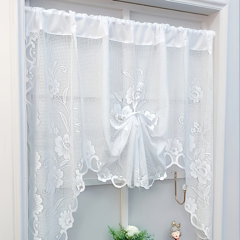 Stylish Floral Lace Sheer Curtain with Rod Pocket for Effortless Hanging, Ideal for Enhancing Living Room and Bedroom Décor