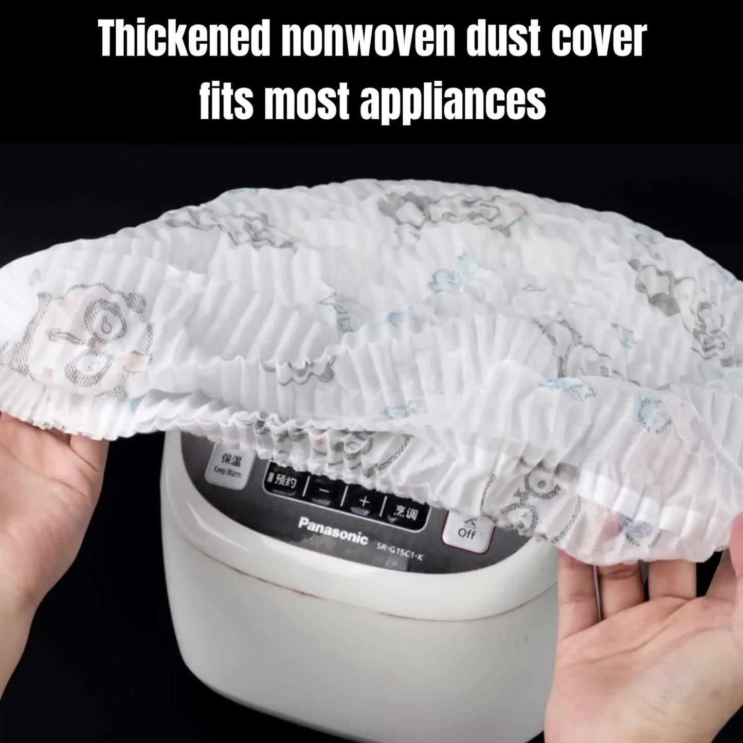 Large, thickened PET non-woven dustproof cover. Provides universal full coverage dust protection for home appliances and fans. Made of durable plastic material, suitable for multipurpose use.