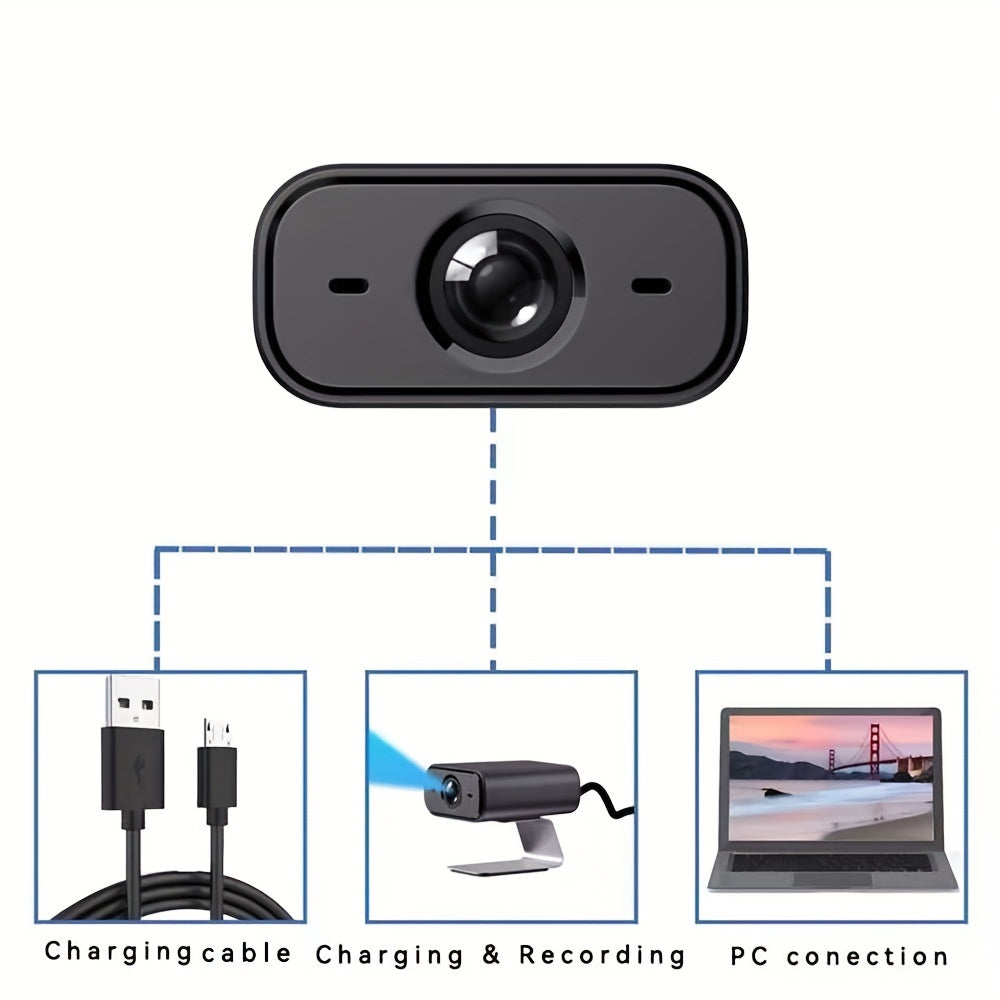 Indoor WiFi security camera with motion detection, night vision, USB plug-in, and app control for monitoring pets, children, and nannies.