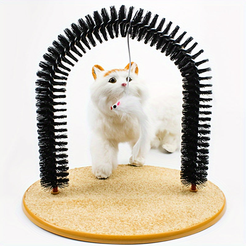 Multifunctional Cat Arch Self Grooming Toy with Hair Brush and Scratching Toy for Cats and Kittens