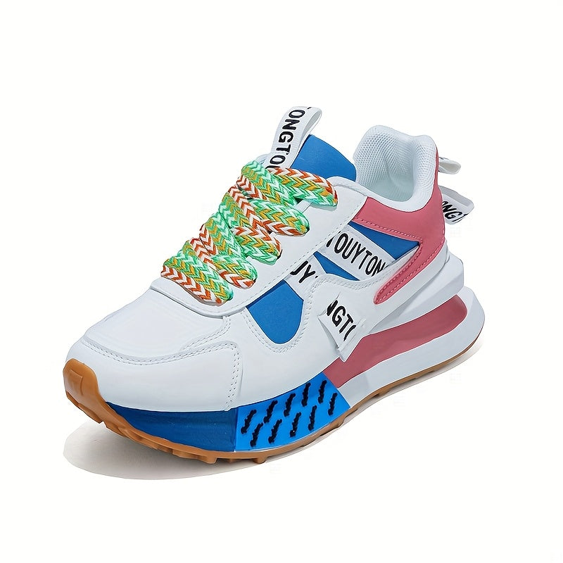 Women's fashion sneakers with PU upper, fabric lining, PVC sole, and breathable insole, featuring a solid pattern suitable for all seasons.