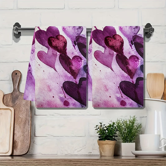 Get a pair of luxurious purple kitchen towels perfect for Valentine's Day. These ultra-soft towels are highly absorbent and great for holiday decorations. Machine washable and measuring 40.64X60.96 cm, they are a must-have for your kitchen.