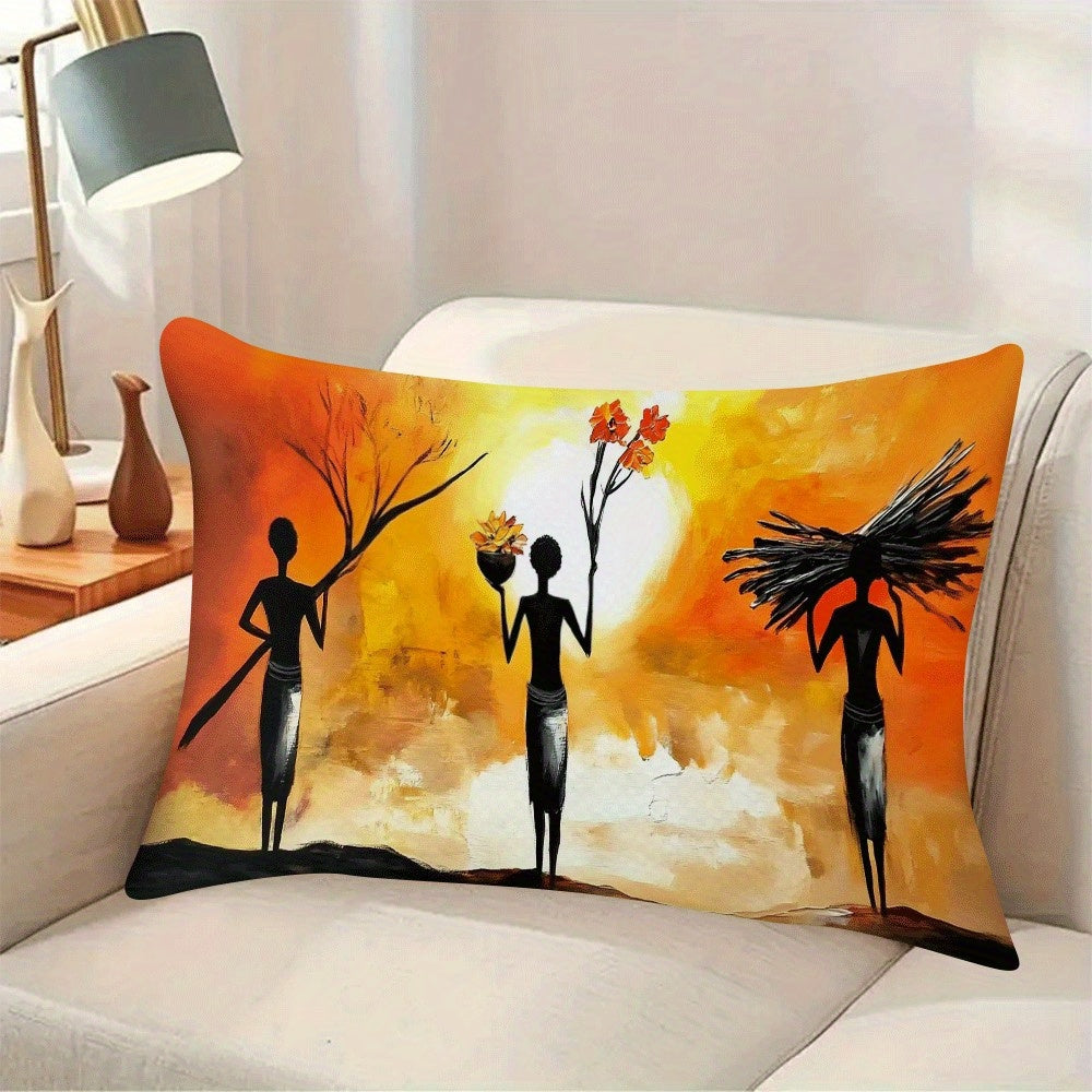 Get two sets of African Women Art Flannel Pillow Covers in a pack, measuring 50.8x30.48 cm each. These casual style covers are perfect for all seasons, and can be easily machine washed thanks to the zipper closure. Add a touch of love theme decorative