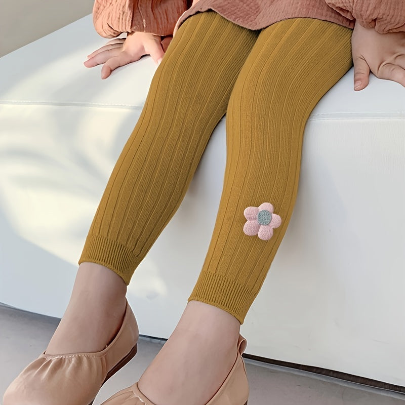 Cotton blend floral knit pantyhose, hand wash only, perfect for toddlers in spring and fall fashion.