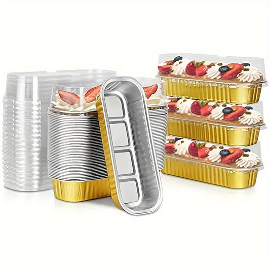 20 pieces of Disposable Aluminum Foil Mini Bread Pans with Lids - 6.8oz Rectangular Baking Cups for Bread, Cheesecakes & More - Convenient Cleanup & Travel-Friendly, Essential Bread Baking Supplies