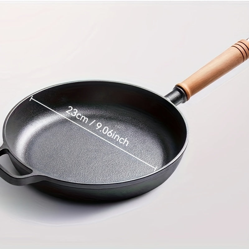 1-piece Cast Iron Skillet with Handle - Ideal for Cooking Frying, Omelets & Steaks | Sturdy & Simple to Clean Cookware for Home, Camping & Restaurants.