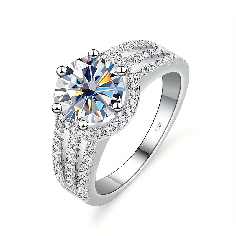 Blue Moissanite Promise Ring with Multi-color options, crafted with high-quality 925 Sterling Silver. Perfect for engagements, weddings, or as a special Christmas gift for a noble woman.