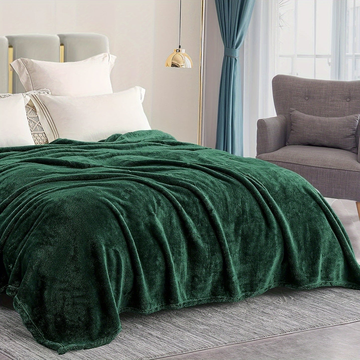 Soft, warm, and lightweight, this plush fleece baby size extra large throw blanket in forest green is perfect for couches, beds, and sofas. Ideal for snuggling up on chilly nights.