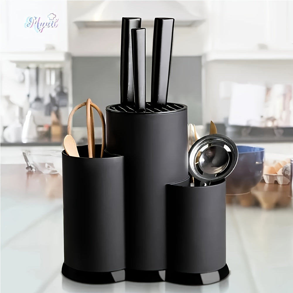 Durable Plastic Knife Block for Countertops - Versatile Kitchen Organizer Holds Knives and Utensils, Essential Storage Rack and Dining Accessory