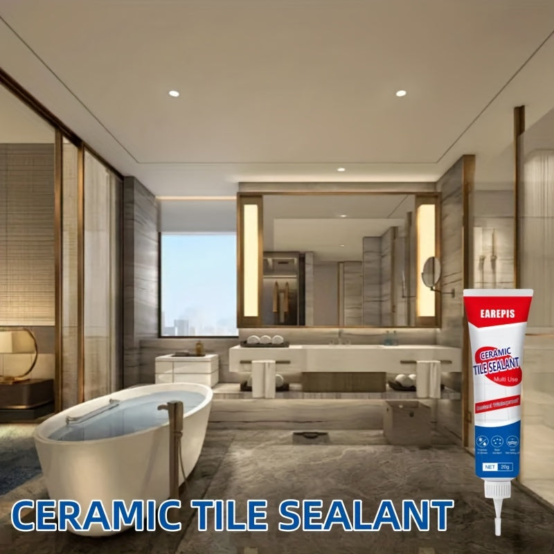 Waterproof tile grout repair sealant for kitchen and bathroom in white color. Ideal for countertop, sink, and toilet sealing. Can also be used as adhesive and sealant tape.