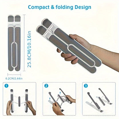 Регулируемая подставка для ноутбука, изготовленная из легкого ABS-материала, с простым зажимом и складным дизайном. Подходит для ноутбуков размером 30,48-39,62 см, обеспечивает улучшенное охлаждение и комфорт.