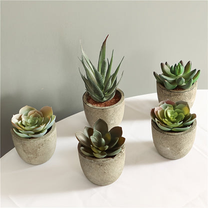 5 cross-border hot selling simulation succulent potted plants in paper pulp pots, bonsai desktop small ornament set.