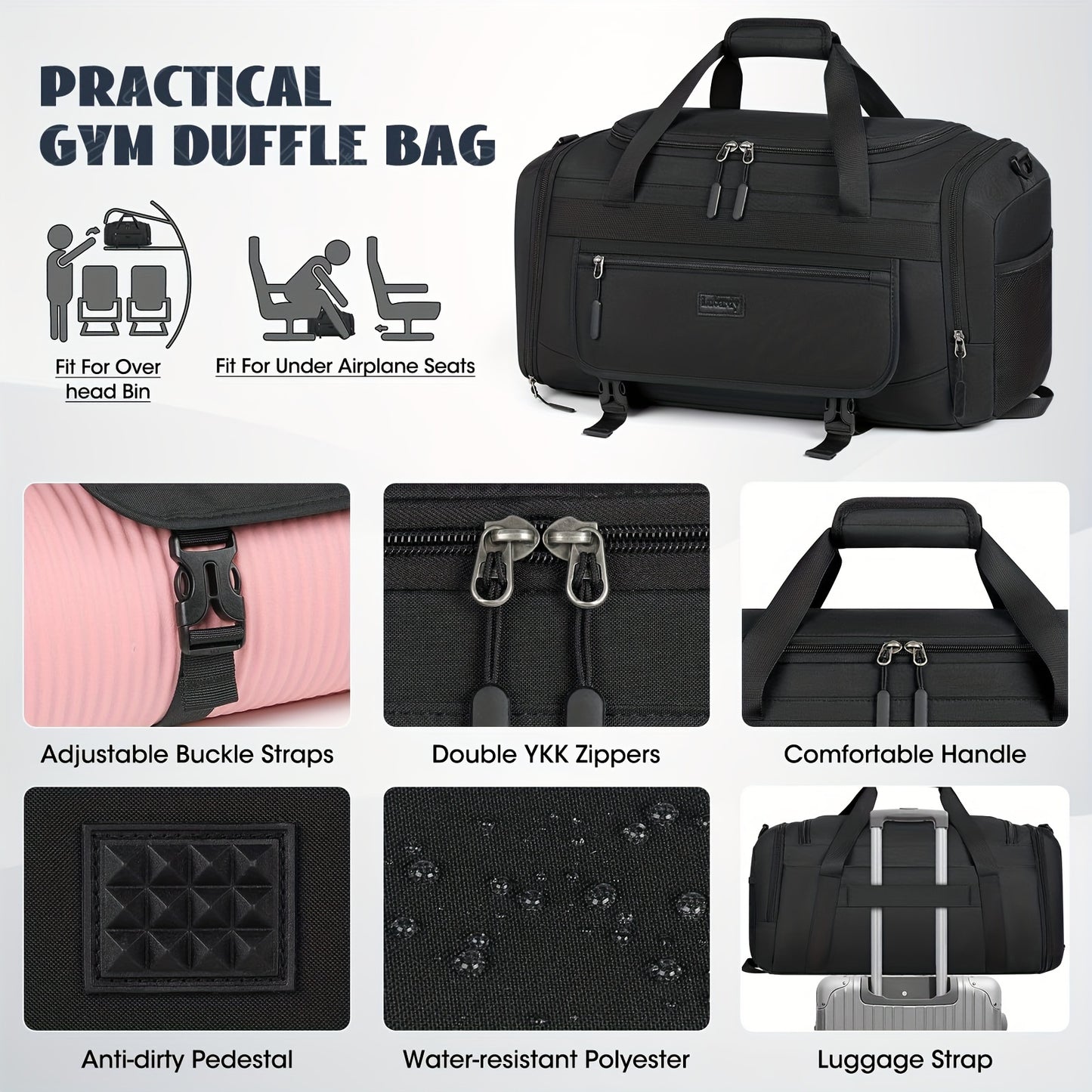 1pc Fashionable Gym Bag for Men, 40L/55L with Shoe Compartment and Wet Pocket, Lightweight Waterproof Travel Handbag.