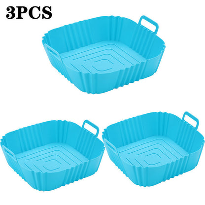 Set of 3 Non-Stick Silicone Air Fryer Baskets, Safe for Oven Use, Food-Grade Accessories for Versatile Cooking