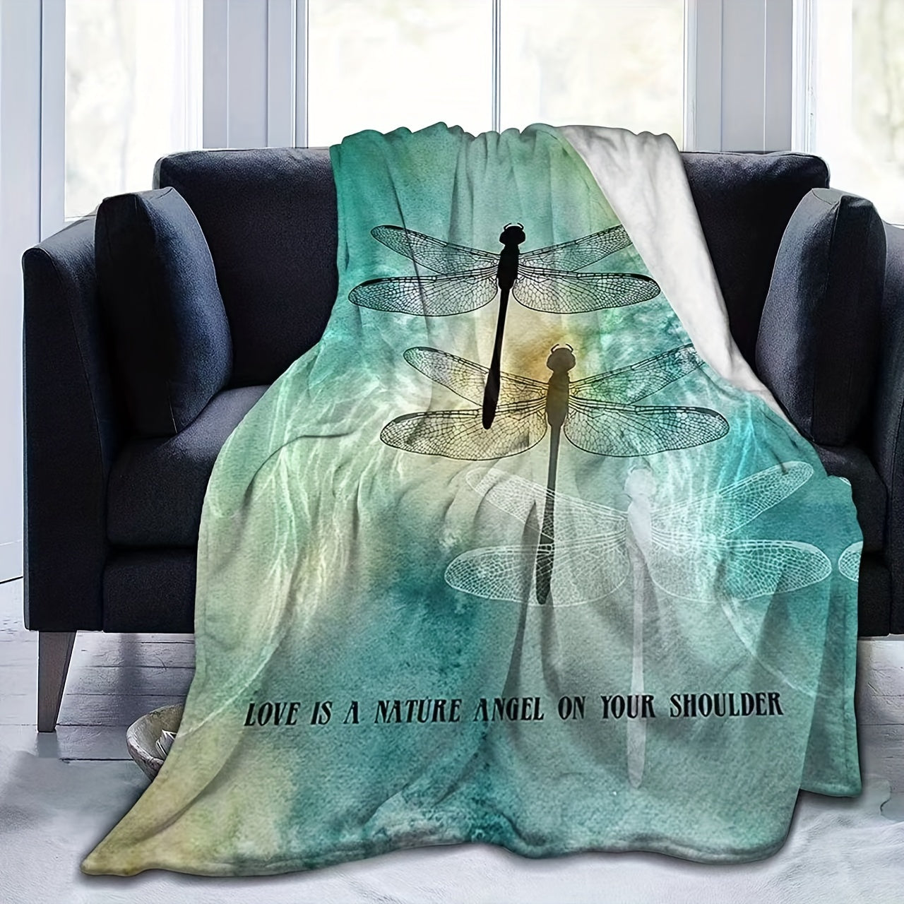 Colorful Dragonfly Throw Blanket - Cozy, Soft, and Versatile Blanket for Home, Office, or Travel - Great Gift for Anyone