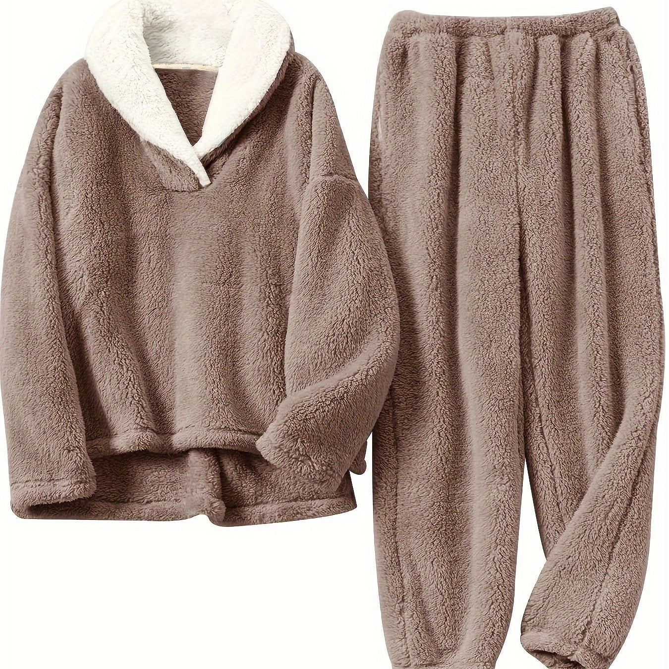 Cozy Flannel Loungewear Sets for Women, Long Sleeve Tops & Pants