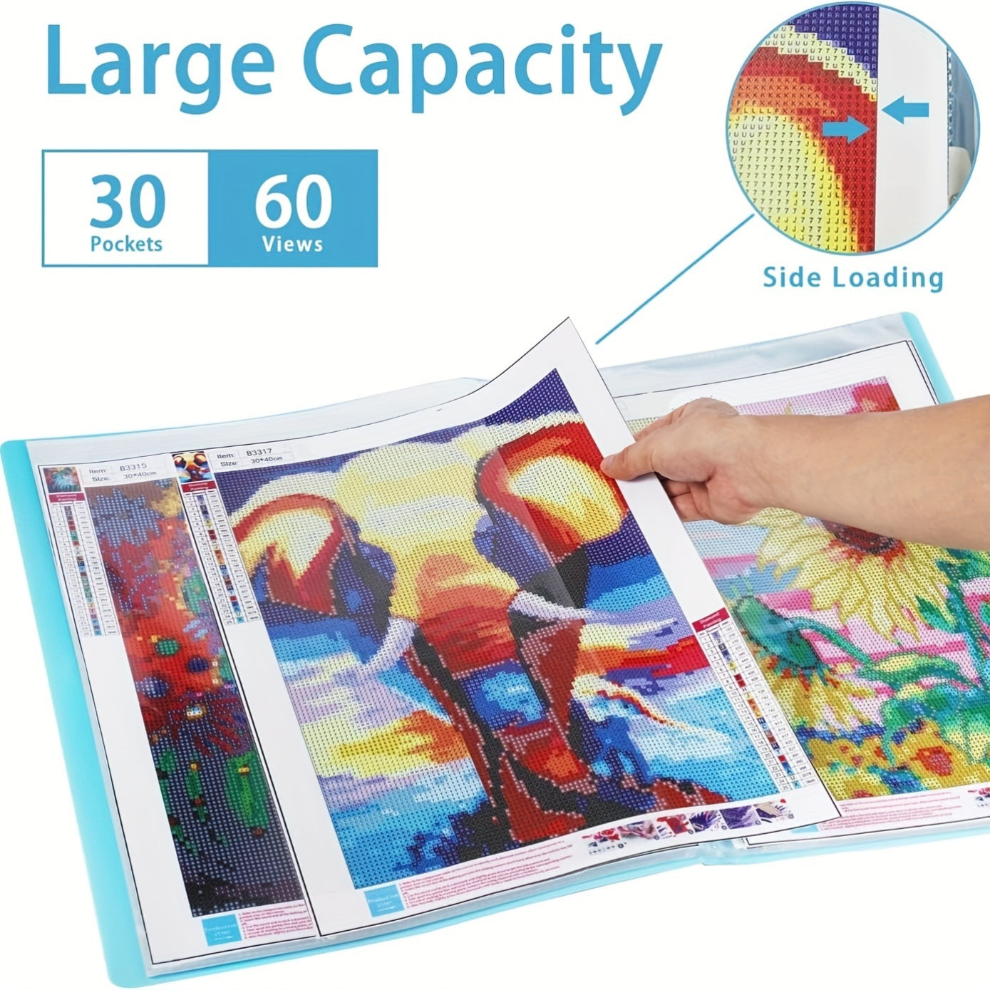 Diamond painting storage book includes 8K, 4K, and A1 versions with pocket protectors and view protectors.