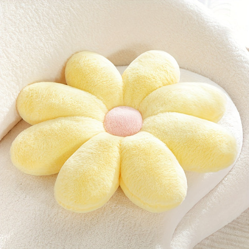 Soft faux fur flower pillow, suitable for home or office decor, machine washable, 60cm/23.62in diameter.