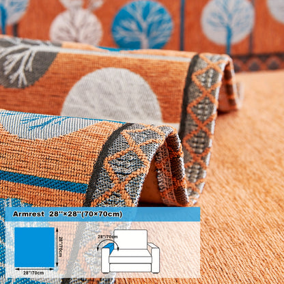 Bohemian Chenille Sofa Slipcover with Geometric Embroidery and Pet-Friendly Fabric for Home Decor.