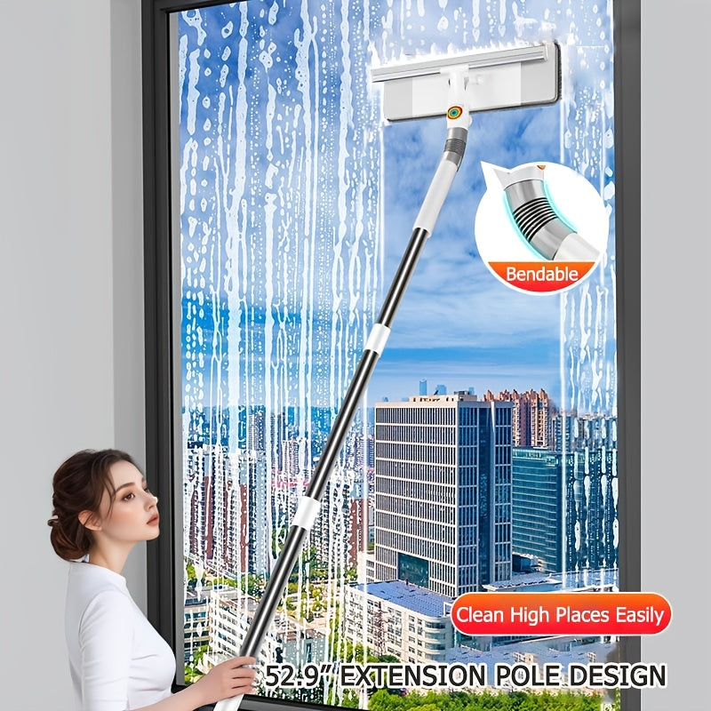 Get a versatile 2-in-1 Extendable Window Squeegee with Scraper made of Stainless Steel & Plastic! Featuring a TPR Handle, this Multi-Surface Cleaning Tool is perfect for glass, walls, outdoor, car, patio, and more. Ideal for use in your home or bathroom