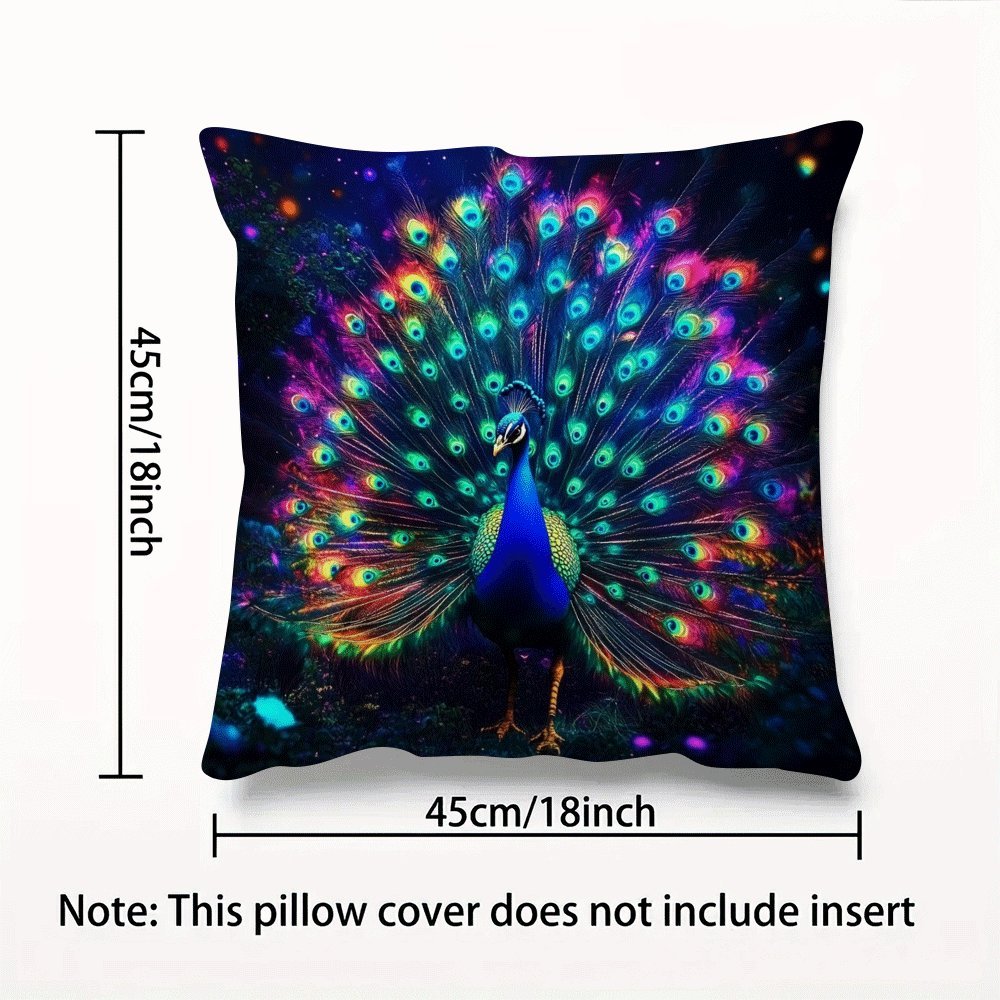 Coastal Classic Peacock Pillow Cover, 1 piece, measures 45.72x45.72 cm. Made of machine washable polyester, this decorative throw pillow case features a zipper closure and is ideal for back sleepers. Perfect for all seasons, this pillow cover is a