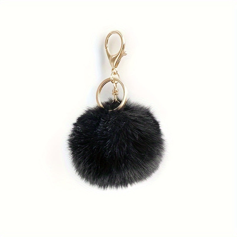 Fifty pieces of brand new imitation lazy rabbit plush pom-poms with key chains, featuring fluffy artificial fur and perfect for DIY jewelry accessories. These bag pendants are ideal for women and girls.