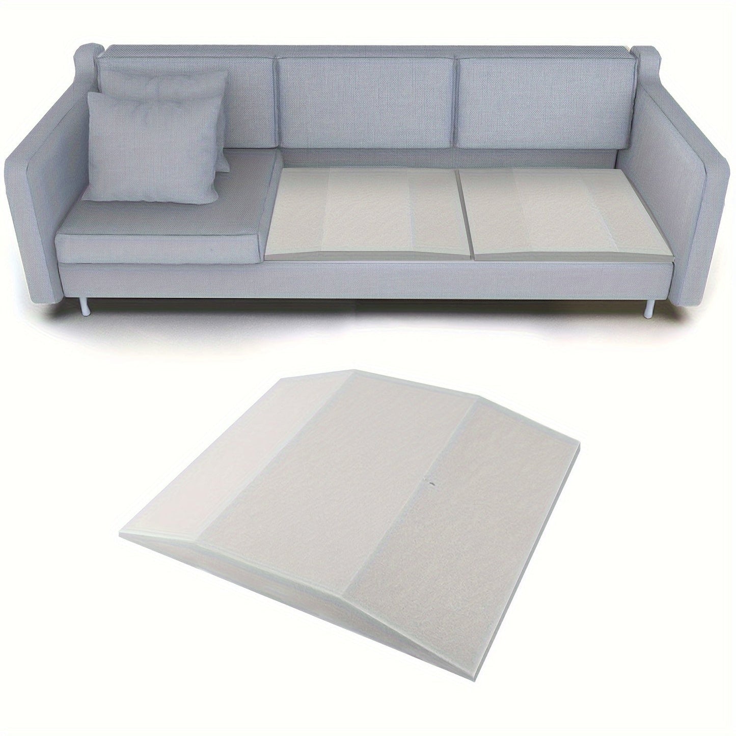 This durable firm foam insert is a non-wooden, electricity-free couch cushion saver designed to repair sagging sofas. Made of high-density polyurethane, the support mat measures 50.8 x 50.8 cm and is perfect for love seats and sofas.