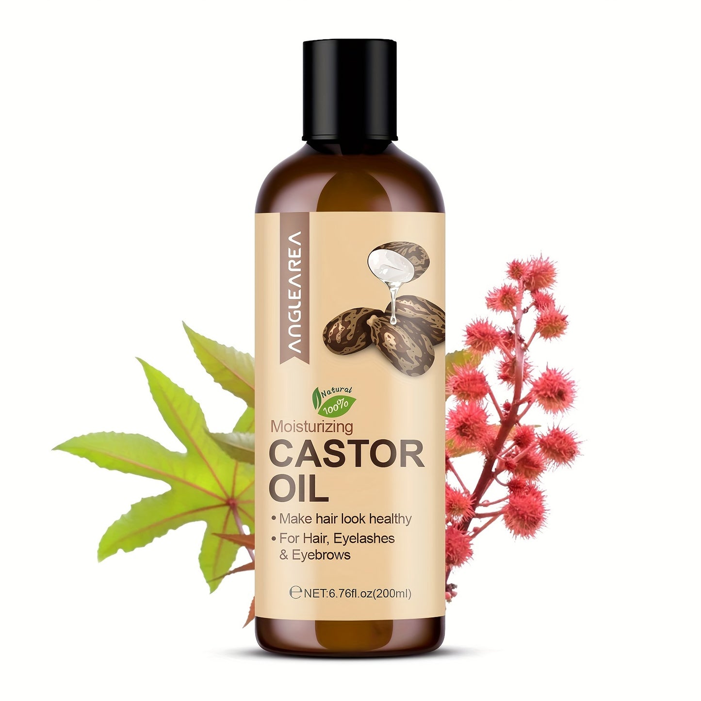 200ml Castor Oil for Hair, Eyelashes, Eyebrows & Skin, Cold-Pressed Unrefined