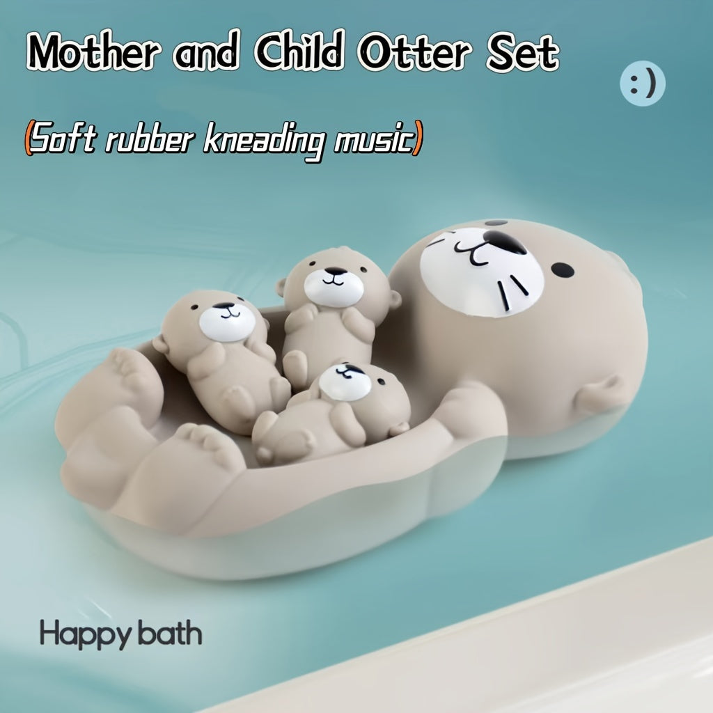 Bath Time Fun Set for Kids - Silicone Otter and Seal Water Toys with Musical Pinch, Stacking Feature, and Floating Action - Perfect for Babies and Toddlers to Make Bath Time Enjoyable