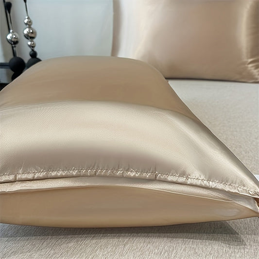 Get two elegant pure color simulation silk pillowcases with a luxurious hand feel. These silky and breathable pillowcases are gentle on your skin and hair, promoting better overall health. This set does not include the pillow core, making it a hot deal