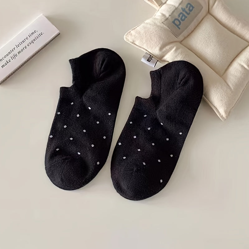 4 pairs of polka dot print low cut boat socks for women