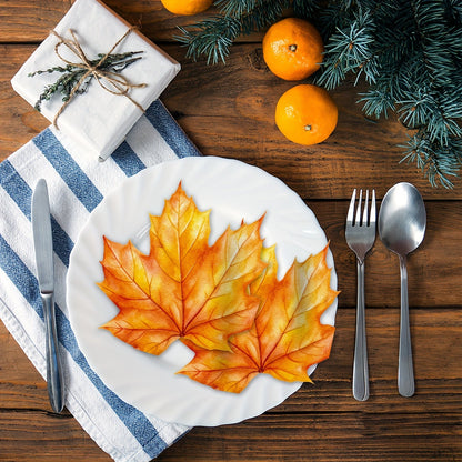 4-Ply Disposable Napkins in Autumn Maple Leaf Design - Ideal for Thanksgiving, Fall Harvest Events, and Wedding Celebrations