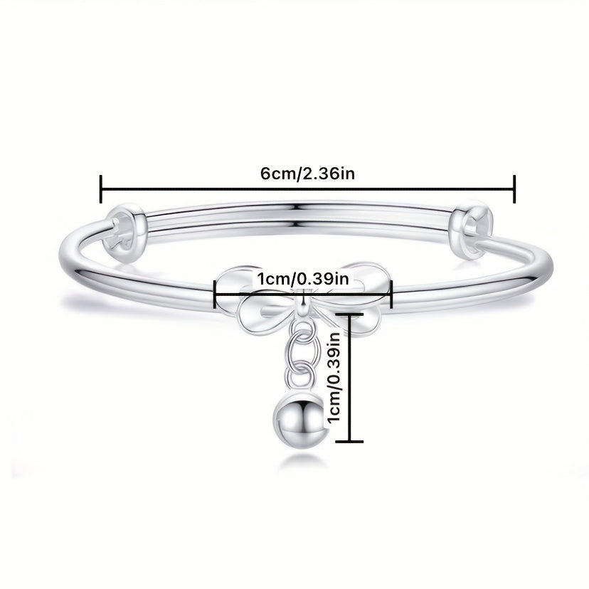 Стильный браслет с колокольчиком и бантом из серебра 925 пробы - Сложный и минималистичный, идеальный подарок для нее или близких, акцент в виде бабочки, модный стиль