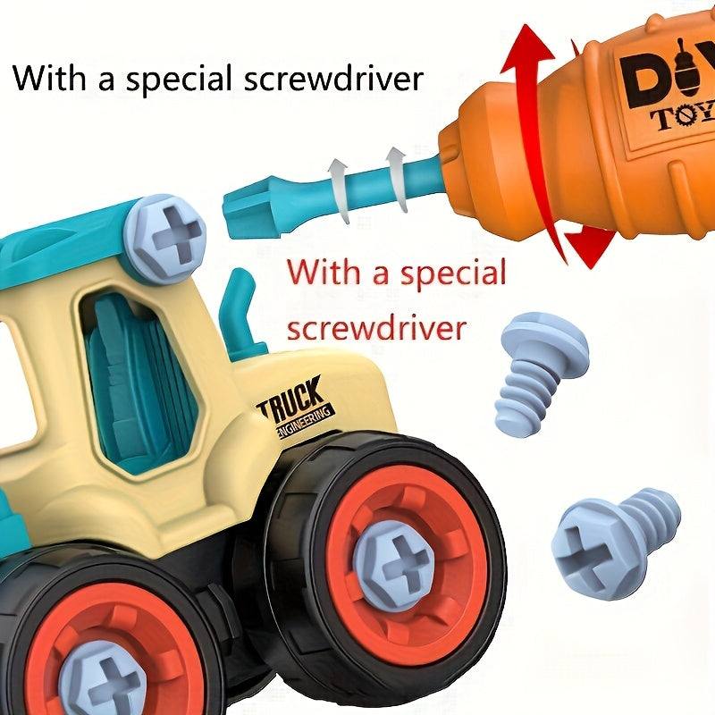 Build Your Own Truck Engineering Kit: Includes Detachable Excavator, Screwdriver, And Assembly Toys for Ages 3-6