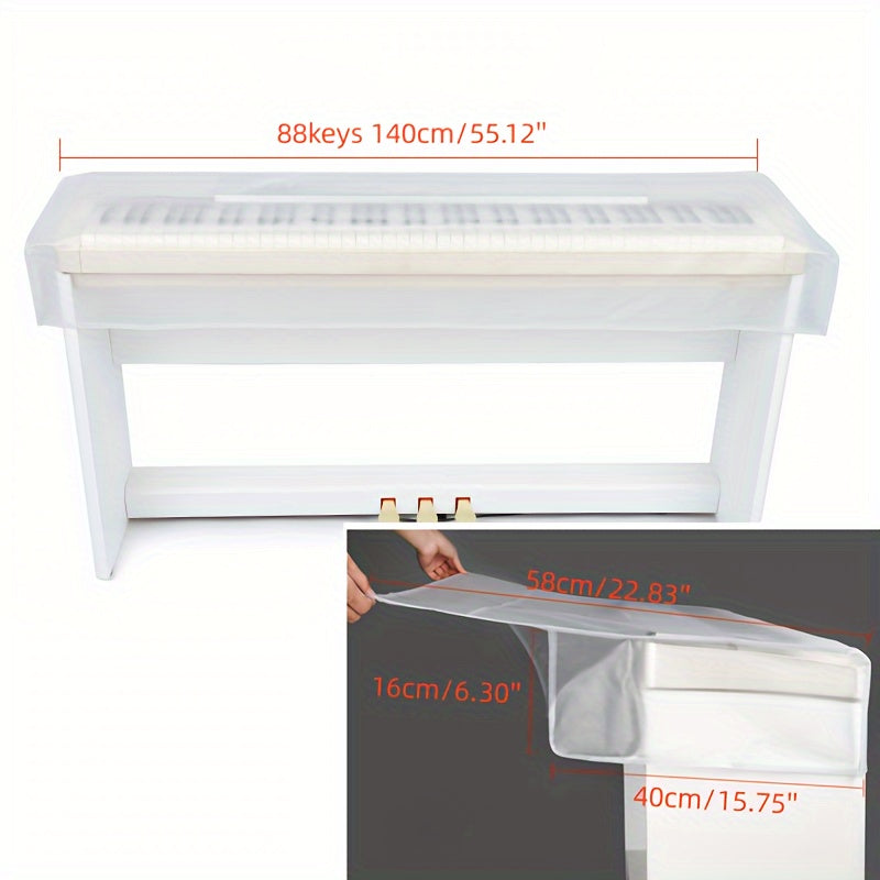 High-quality transparent piano dust cover for 61/88 keys, durable and moisture-proof, washable grind protect bag included.