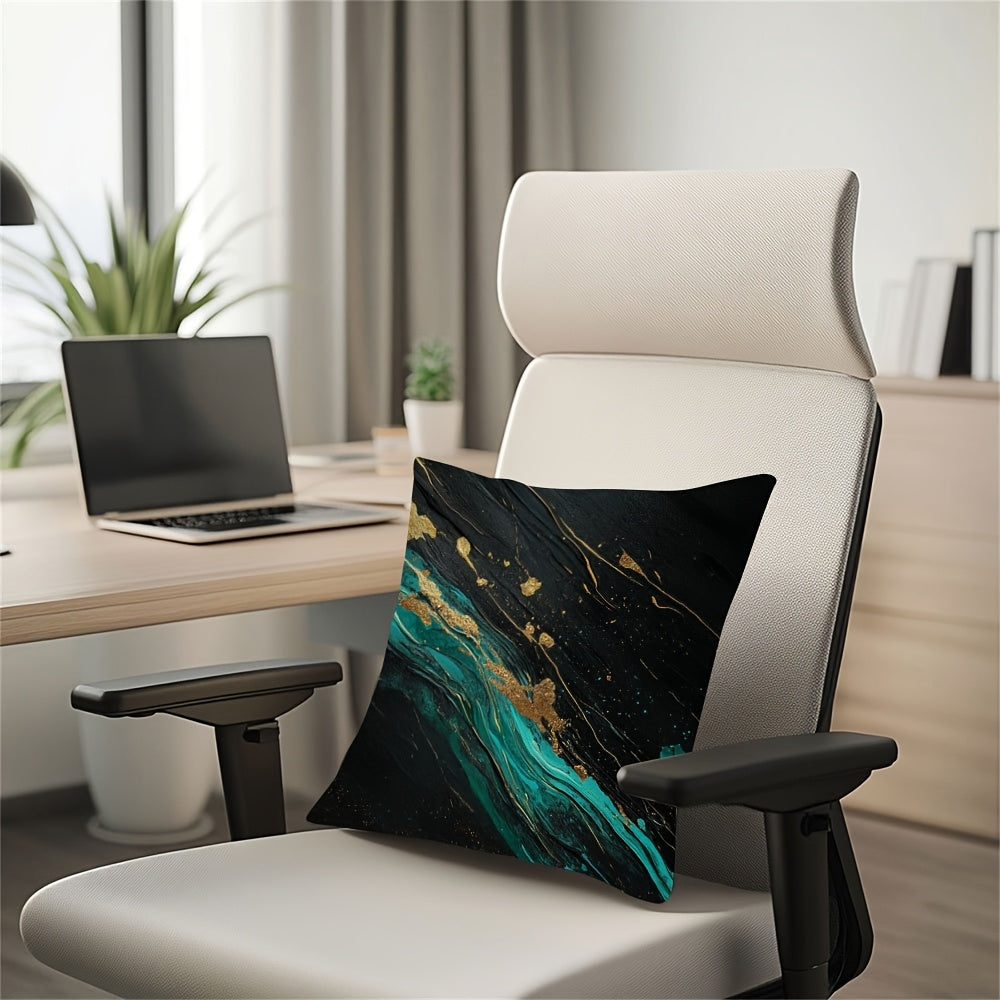 Get festive with our Chic Cyan Paint Streaks Double-Sided Pillow Cover! This versatile cover is great for Christmas, Winter, Easter, and farmhouse decor. Made from machine washable polyester, this square-shaped decorative pillow cover features a zipper