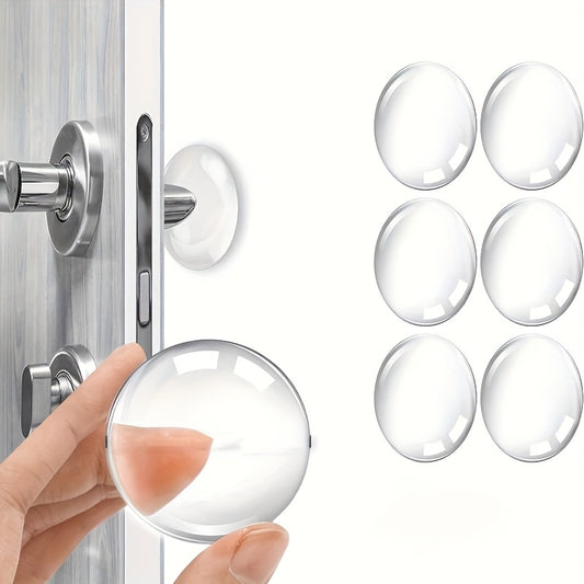 6 self-adhesive door stop wall protectors: clear, shock-absorbing, noise-reducing. Easy to install, reusable for home and office.