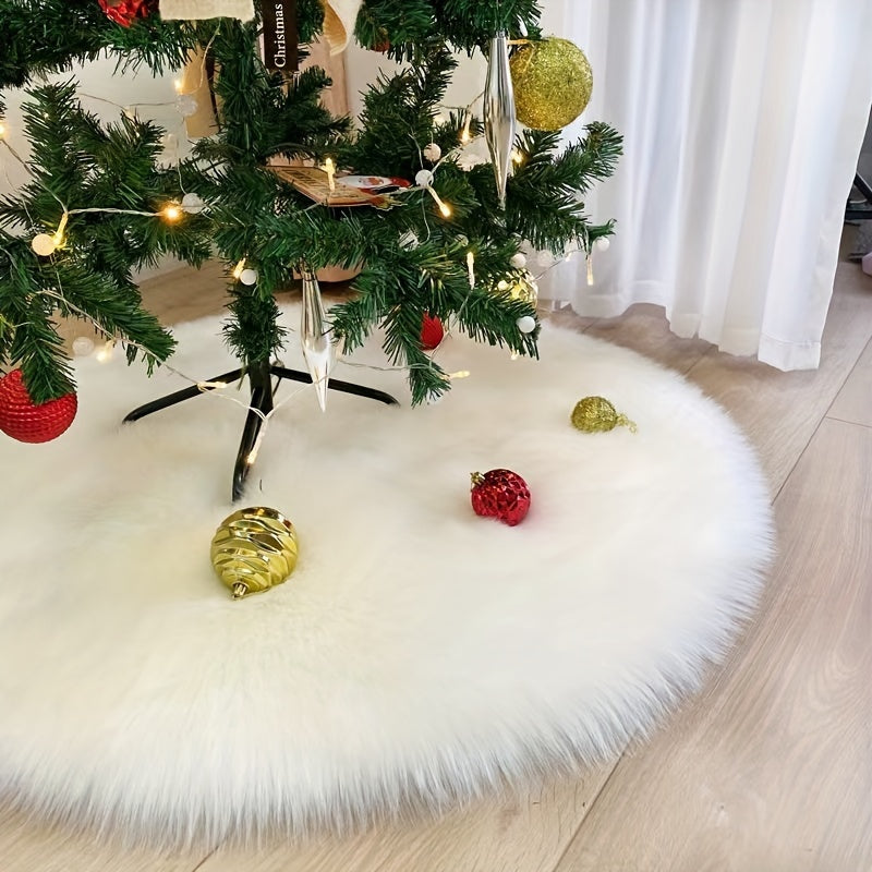 Round Christmas Tree Skirt Area Rug made of a blend of Polyester and Acrylic, lightweight and washable with a moisture barrier - perfect for adding holiday cheer to your office, room, or bedroom decor. Comes in a set of 1 piece.