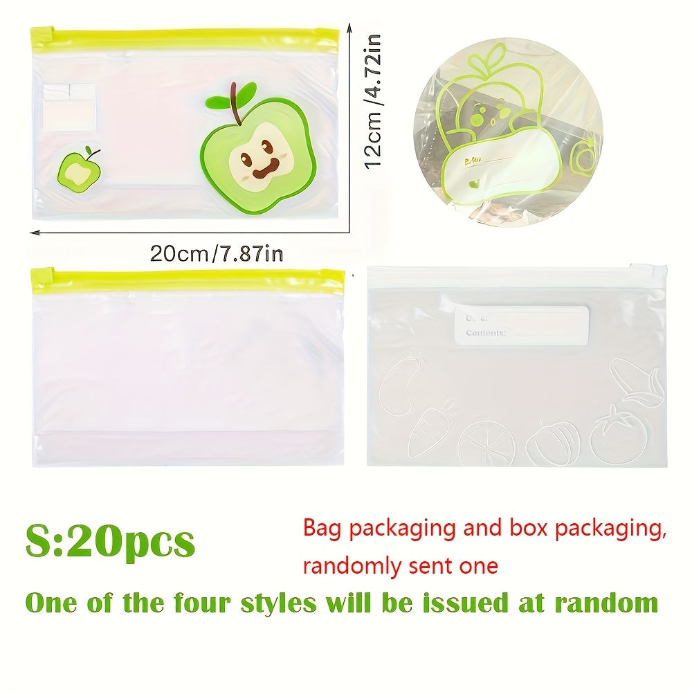 1 set of either 10, 15, or 20 pieces of Reusable Zip Lock Bags, made of Food Grade Transparent Storage Bag with Zipper Sealing. These plastic containers are perfect for travel, camping, kitchen, and freezer use.