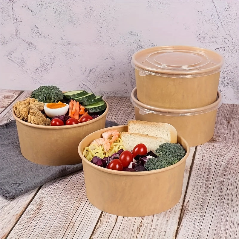 Get a 30-Pack of Rust Resistant Paper Bowls with Lids! These disposable food containers are perfect for soup, pasta, salad, and take-out. Use them for kitchen storage or bring them to your next picnic or party. These versatile paper food bowls are great