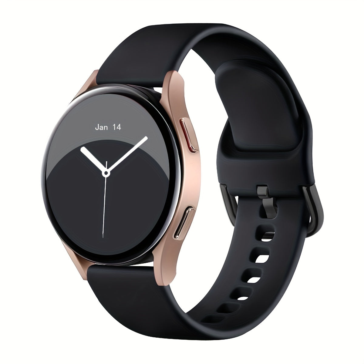 Classic solid color silicone watch pack with black strap compatible with various Samsung Galaxy Watch models, including Active 2, Watch 5 Pro, and Watch 6 Classic. Includes 20mm soft