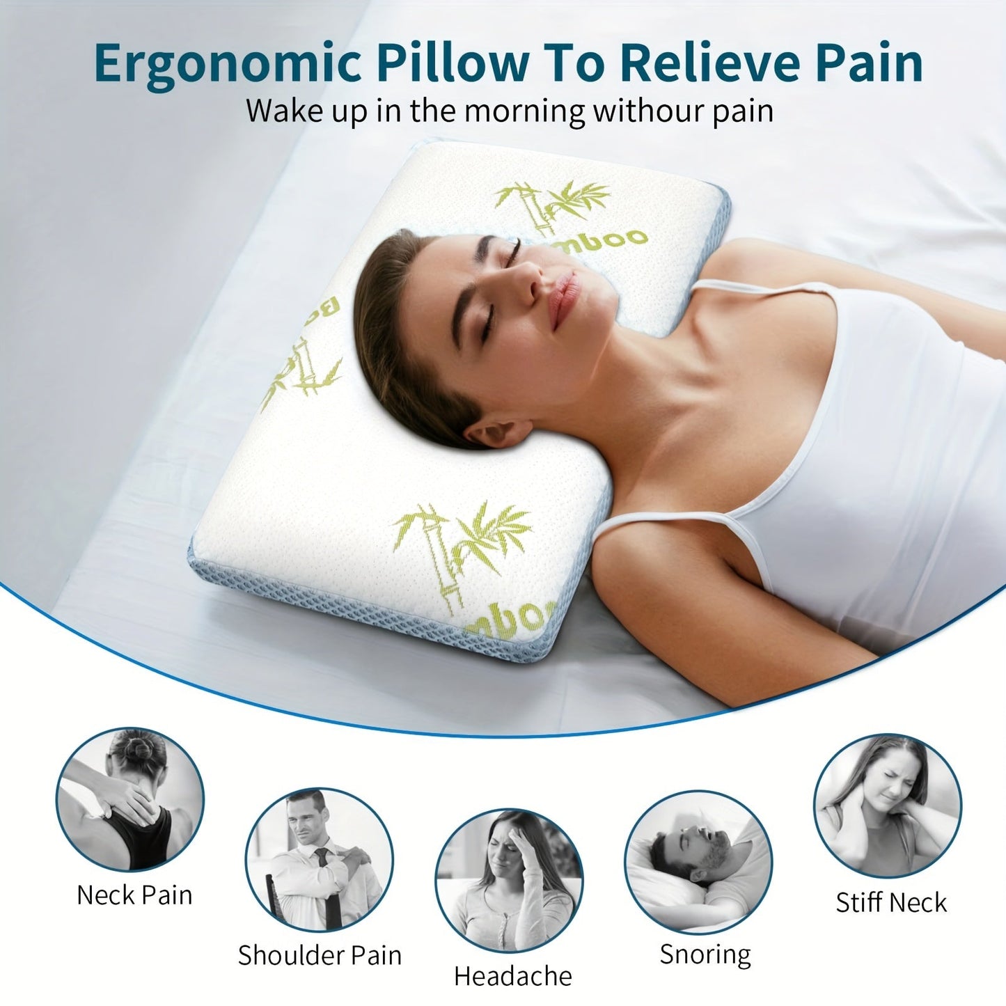 Stay cool and comfortable with our 1-piece Memory Foam Pillow. This ventilated, premium bed pillow comes with a washable and bamboo pillow cover, perfect for a cooling and orthopedic sleeping experience. Ideal for side and back sleepers, this pillow is a