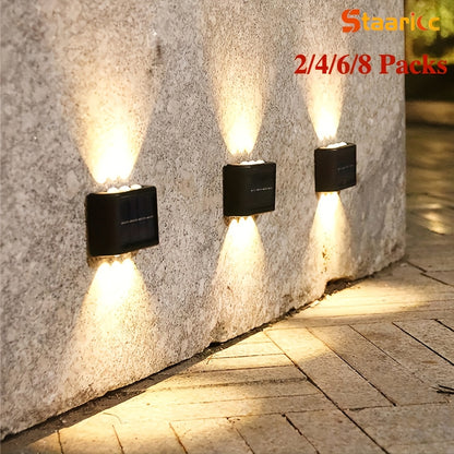 Solar Wall Lights for Outdoor Decoration - Set of 8/6/4/2 LED lights for Courtyard, Street, Fence, Garage, Garden.