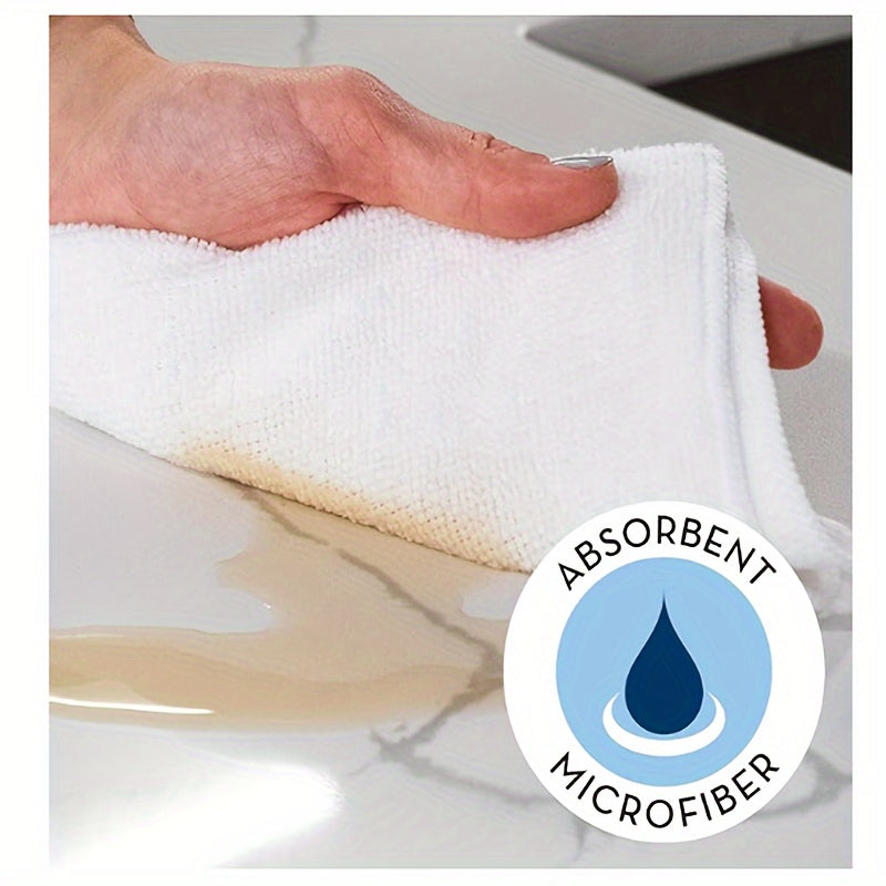 White Ultra-Soft Microfiber Cleaning Cloths, Set of 50, 29.97cm x 29.97cm, Highly Absorbent and Lint-Free for Kitchen, Bathroom, Glass, and More