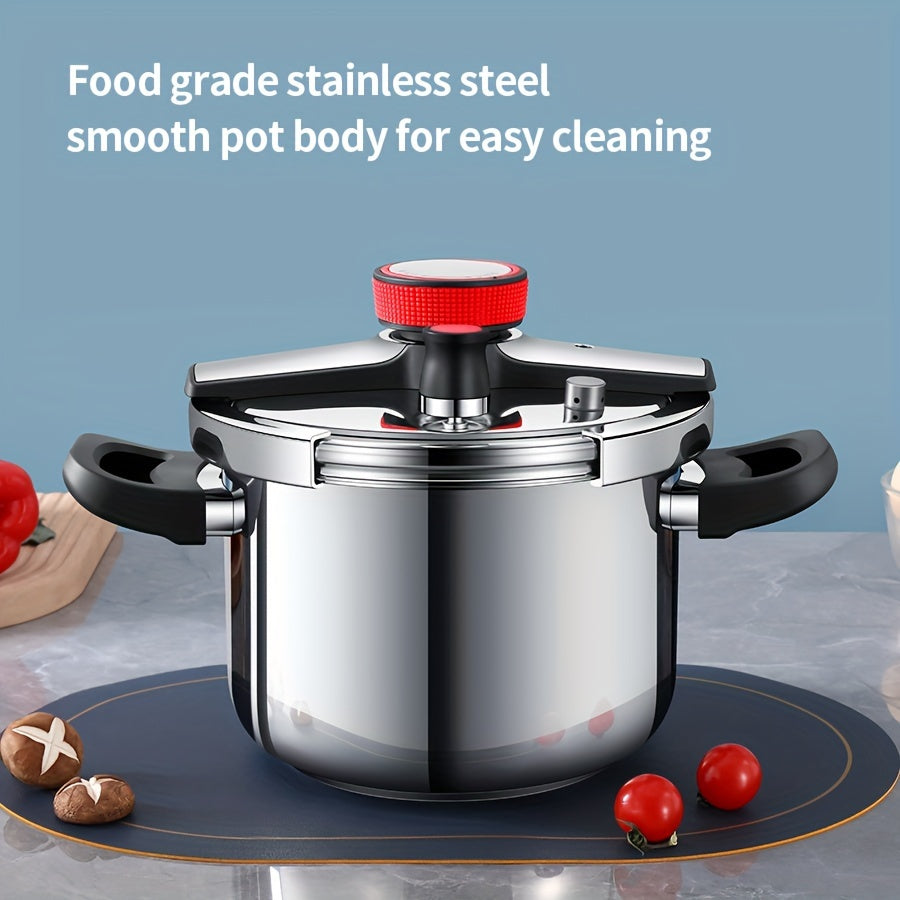 Compact Stainless Steel Pressure Cooker with Secure Latch - Effortless Lid Release, Small Size, Traditional Pressure Pot for Fast Meal Prep.